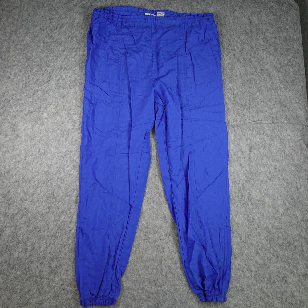 Reebok Pants Mens Extra Large Blue Vintage Track Windbreaker Elastic Waist